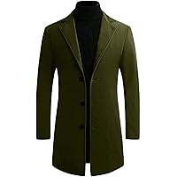 Men Overcoat Slim Woolen Stylish Single Breasted Long Trench Coat