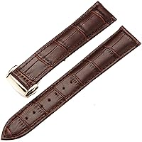 Genuine Leather Watch Strap for Omega Watch Seamaster Wristband 19mm 20mm 22mm Deployant Clasp Black Brown Watchband Bracelet (Color : 10mm Gold Clasp, Size : 18mm)