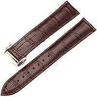 Genuine Leather Watch Strap for Omega Watch Seamaster Wristband 19mm 20mm 22mm Deployant Clasp Black Brown Watchband Bracelet (Color : 10mm Gold Clasp, Size : 22mm)