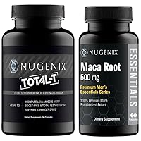 Nugenix Total-T & Nugenix Essentials Maca Root Powder - Free and Total Testosterone Booster, Support for Men's Health and Vitality