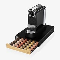 Bamboo PodStash® - Coffee Pod Storage Drawer/Holder/Compatible with Nespresso Pods, 60 capacity (Black)