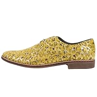 Modello Sunflowero - Handmade Italian Mens Color Yellow Oxfords Dress Shoes - Cowhide Smooth Leather - Lace-Up