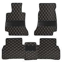Car Floor Mats Fit for All Models 1996-2025 Leather Full Coverage Waterproof Non-Slip Dustproof Protection (Black/Beige，2 Front Floor mats,1 one-Piece Rear Floor mat)