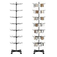 Retail Display Stand 7 Tier Rotating Rack For Store Display Shelves,Jewelry Keyring Socking Hats,Movable Shop Spinner for Toys Show ,Black,Adjustable height