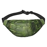 Tropical Rainforest Print Fanny Packs for Women Men Crossbody Waist Bag Waterproof Belt Bag with Adjustable Strap