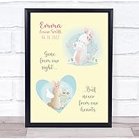 The Card Zoo Bunny Child Infant Baby Loss Memorial Yellow Keepsake Print