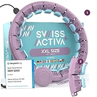 Swiss Activa+ S2 XXL Silent Weight Loss Hula Hoop with Counter + Extension Set -Waist Size 22-49in - Infinity Smart Weighted Hula Hoop for Women