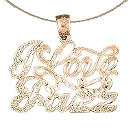 Saying Necklace | 14K Rose Gold I Love Jazz Saying Pendant with 18