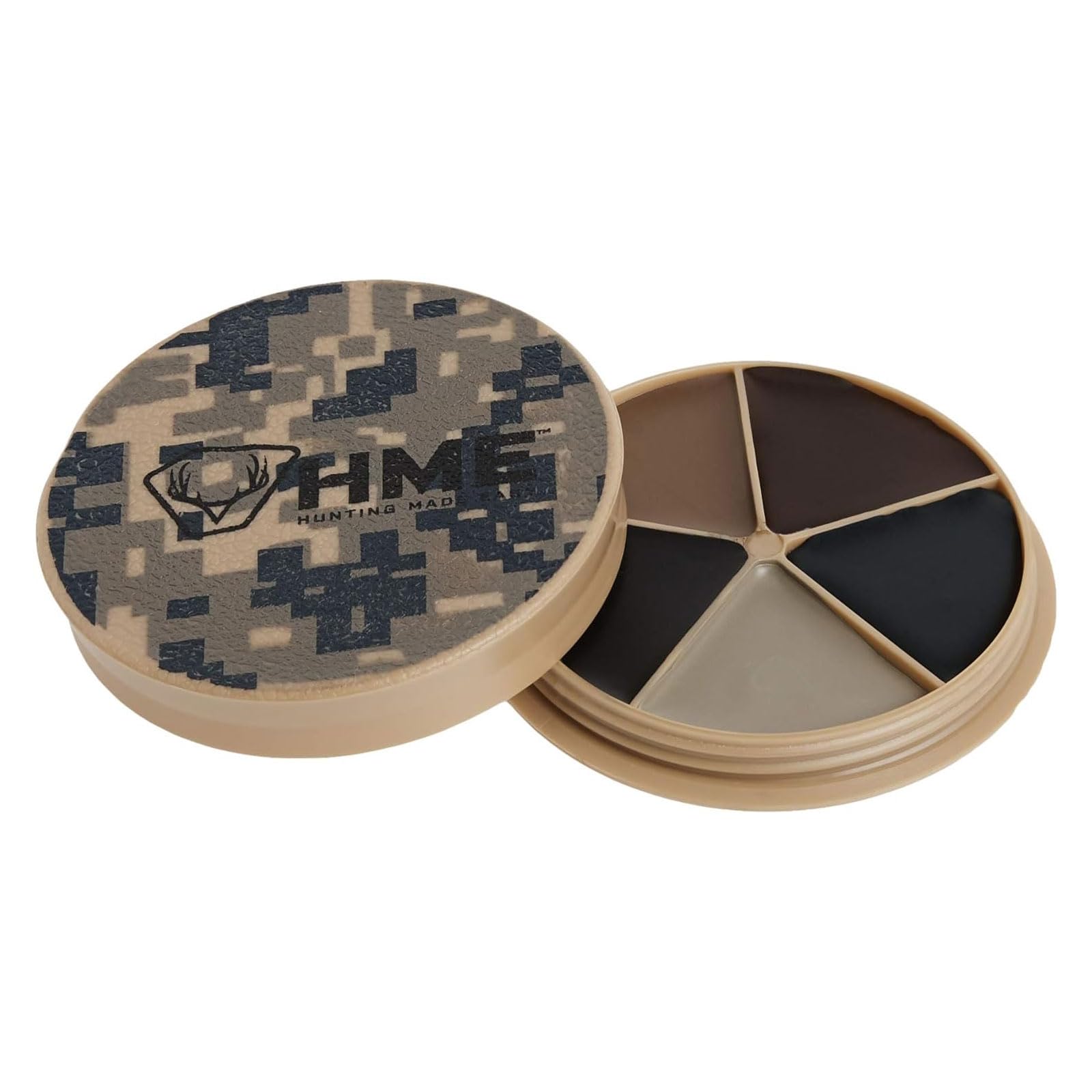 HME Camo Face Paint Kit with Mirror - Long-Lasting Non-Glare Easy-to-Use Concealment Makeup for Hunting in Compact Case, 5 Colors