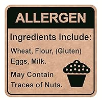 Allergy Sticker for Cake, 2 inch 300pcs Food Allergy Warning Sticker for Bakery, Food Allergy Waterproof Sticker,Easy to Remove