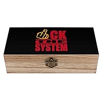 FCK The System Funny Wooden Storage Box with Hinged Lid and Front Clasp Jewelry Gift Boxes for Crafts and Home Decor 8