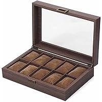 Watches Storage/Watch Case/Watch Box Made of PU Leather in Grain and Real Glass with 10 Grids for 10 Watches