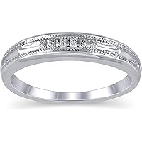 10K White Gold Diamond Six Stone Channel Set Tapered Men's Wedding Band Ring (I-J Color, I2-I3 Clarity)