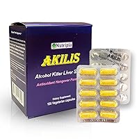 Akilis Antioxidant Liver Support & Detox Pills 100 Vegi Caps (33 Doses), Better Mornings After Drinking, Hovenia dulcis, Vine Tea (Dihydromyricetin), Milk Thistle, Prickly Pear, Glutathione, and more