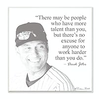 Black and White Work Hard Derek Jeter Quote Wall Art, 12 x 12, Multi-Color