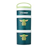 Whiskware Stackable Snack Containers for Kids and Toddlers, 3 Stackable Snack Cups for School and Travel, The Child Little Bounty - Green/White/Teal