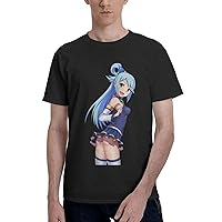 Anime Konosuba Aqua T Shirt Man's Summer Cotton Crew Neck Fashion Tee Cool Casual Tops