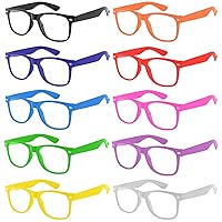 10 Pcs Bulk Kids Nerd Glasses, UV Protected Childrens Non Prescription Clear Lens Fake Toddler Glasses