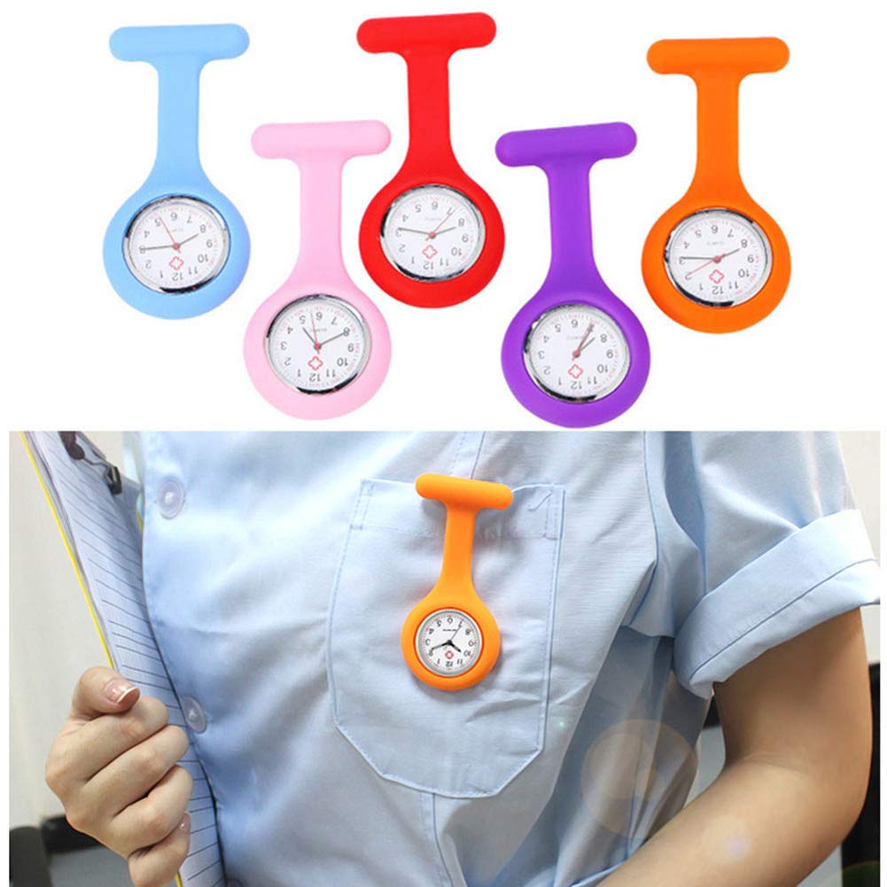 Fob Watches for Nurses, 10 Pcs/Set Clip on Nurse Watches for Women Men, Unisex Portable Silicone Clip-on Quartz Watches with Second Hand for Doctor