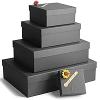 Giftilious Black Gift Boxes, a Set of 5 Gift Boxes with Lids for Presents, Pre-Wrapped Boxes for Gifts, Sturdy Present Box for Birthdays, Anniversaries, Festivals or Special Celebration