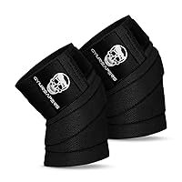 Gymreapers Knee Wraps (Pair) With Strap for Squats, Weightlifting, Powerlifting, Leg Press, and Cross Training - Flexible 72 inch Knee Wraps for Squatting - For Men & Women