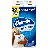 Ultra Soft Cushiony Touch Toilet Paper, 30 Family Mega Rolls = 153 Regular Rolls (30 Count (Pack of 2))