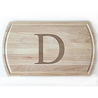 Hand-Finished White Beech Cutting Board with Initial D Engraving for a Custom Touch in Food Preparation and Serving