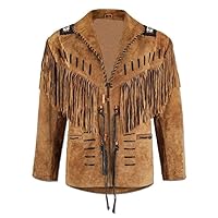 100% Real Suede Western Style Leather Jacket for Sale Native American Coat Fringe