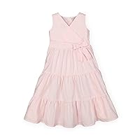 Hope & Henry Girls' Sleeveless Special Occasion Sun Dress with Bow Back Detail and Embroidery