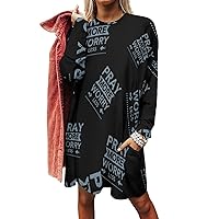 Pray More Worry Less Women's Sweatshirt Dress Long Sleeve Crewneck Pullover Tops Sweater Dress with Pockets