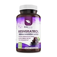 Resveratrol 1600mg, Trans-Resveratrol Antioxidant Supplement with Green Tea, Grape Seed Extract and Quercetin, Helps to Support Digestive Health and Immune System, 180 Capsules