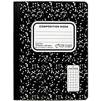 Top Flight Sewn Marble Composition Book, Black/White, Quad Rule, 4 Squares per Inch, 9.75 x 7.5 Inches, 100 Sheets (41320)