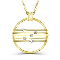 1/3 CT White Natural Diamond Five Chord Circle Pendant Necklace in 10K Yellow Gold
