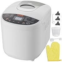Bread Maker, 19-in-1 2LB Dough Machine, Nonstick Ceramic Pan Automatic Breadmaker with Gluten Free Setting, Whole Wheat Bread Making, Digital, Programmable, 3 Loaf Sizes, 3 Crust Colors, White