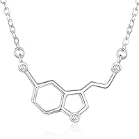 Rosa Vila Happiness Serotonin Molecule Necklace with Gems for Women, Ideal Necklaces for Teacher, Professor, Chemistry Grad, and Science Jewelry Lovers