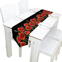 ALAZA Table Runner Home Decor, Stylish Red Poppy Flowers Table Cloth Runner Coffee Mat for Wedding Party Banquet Decoration 13 x 70 inches