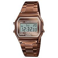 ROSEBEAR Business Watch Men's Luxury Watches 30M Waterproof Stainless Steel Sports Watch Digital Wristwatches, coffee gold, Bracelet