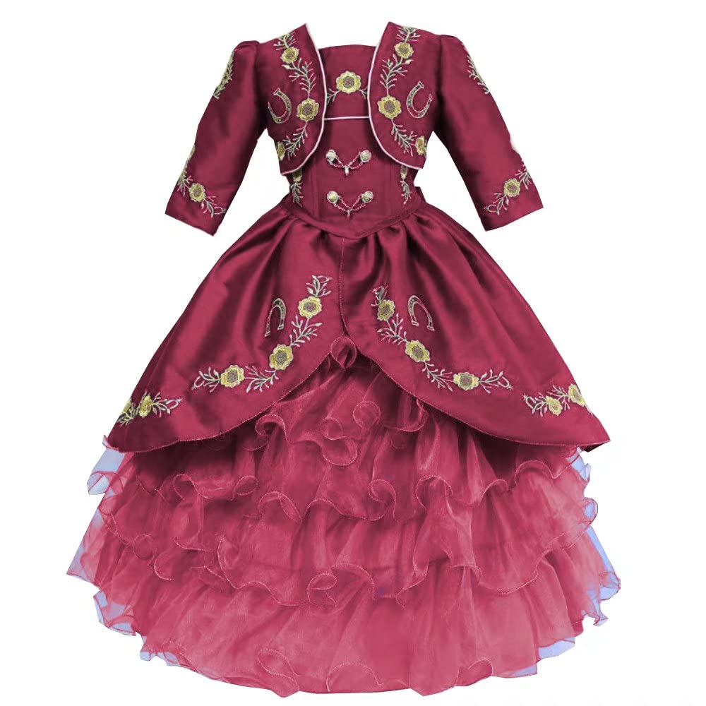 Gold Embroidery Ball Gown Mini Quinceanera Pageant Prom Dresses for Little Girls Kids Juniors with Jacket Satin 2023 Charro