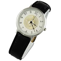 Square & Compass Leather Masonic Wrist Watch - [Silver]