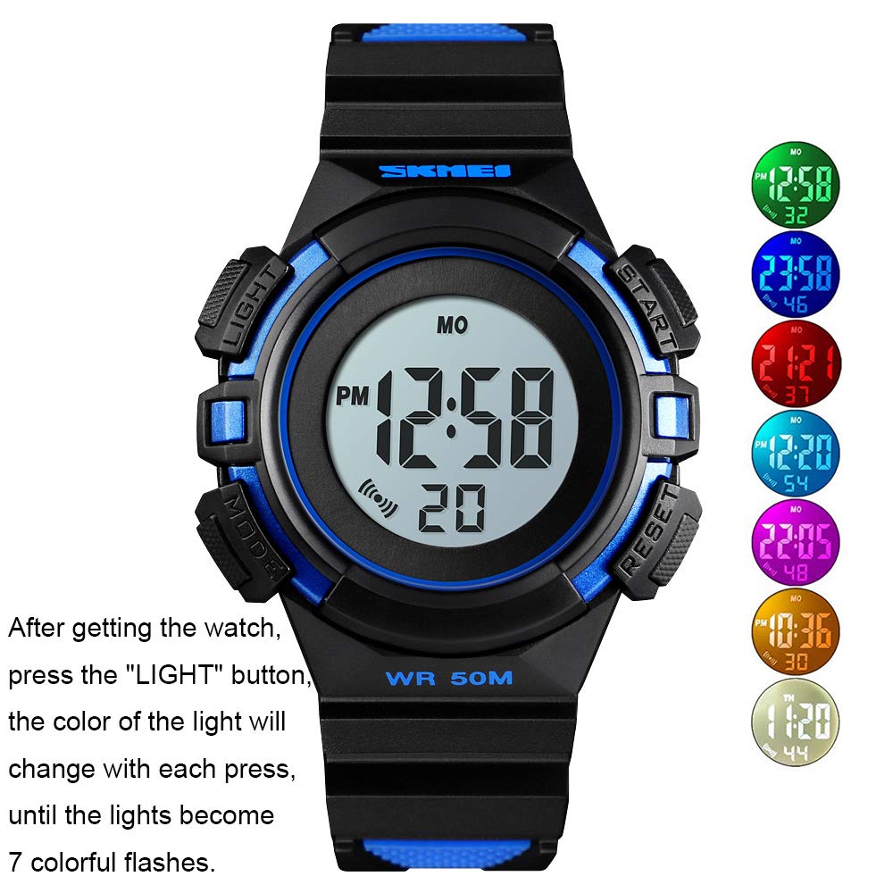 CakCity Kids Watches Digital Outdoor Sport Waterproof Electrical EL-Lights Watches with Alarm Luminous Stopwatch Casual Military Child Wrist Watch Gift for Boys Girls Ages 5-10