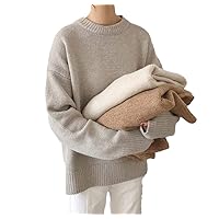 Women Cashmere Sweater Oversized Knitted Basic Pullovers O Neck Loose Female Knitwear Jumper