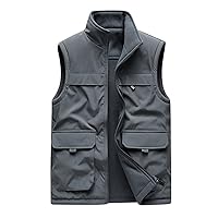 Men's Lightweight Softshell Vest Outdoor Windproof Fleece-Lined Sleeveless Jacket for Travel Hiking Running Golf