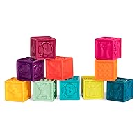 B. toys- B. baby – Baby Blocks – Stacking & Building Toys For Babies – 10 Soft Blocks With Numbers, Shapes, Animals – Educational & Developmental – 6 Months + – One Two Squeeze