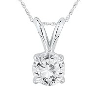 AGS Certified 3/4 Carat Round Diamond Solitaire Pendant in 14K White Gold (H-I Color, I1-I2 Clarity)