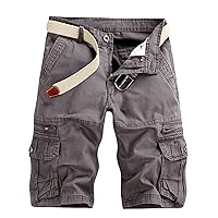 Mens Cargo Shorts Classic Fit Twill Hiking Shorts Outdoor Multi-Pocket Walking Short Solid Work Safety Short Pants