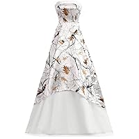White Camo Wedding Party Dresses Floor Length Bridesmaid Gowns