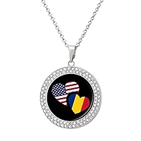 Romania US Flag Necklaces for Women Adjustable Length Pendant Fashion Jewelry Gift for Holiday Birthday
