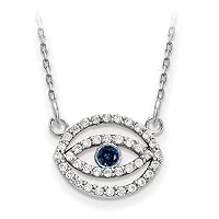 12mm 14ct White Gold Lobster Claw Closure Small Diamond and Sapphire Gold Halo Evil Eye Necklace Jewelry Gifts for Women