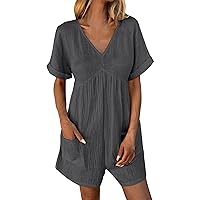 SNKSDGM Women's Rompers Summer Wide Leg Shorts Jumpsuits Loose Casual Sleeveless Overall 2024 Outfits Clothes