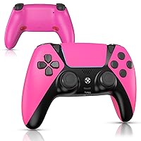 Wireless Controller for Pink PS4 Controller,Wiv77 Ymir Game Controller Works for Playstation 4 Controller,Elite/Scuf Remote Control with Turbo/2 Programming Buttons/1200mAH,New Designed,Pink/Rose Red